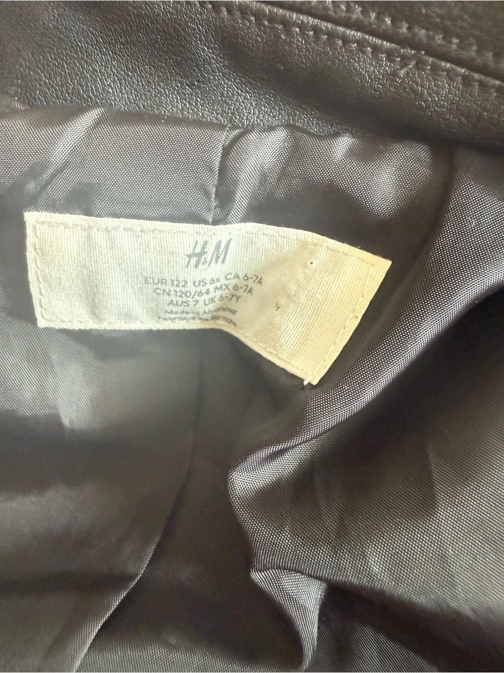 H&M leather bomber jacket size 6-7